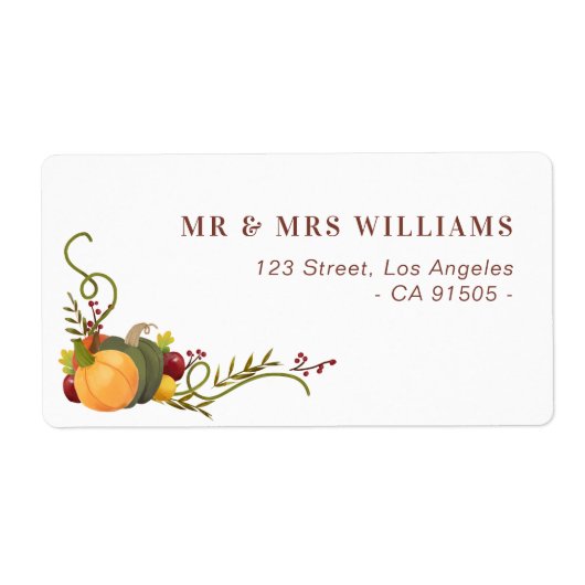 najaar herfst pomkins address label (Voorkant)