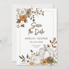 Najaar Herfst Pumpkin Floral Lijst Uitnodiging