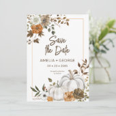 Najaar Herfst Pumpkin Floral Lijst Uitnodiging (Staand voorkant)