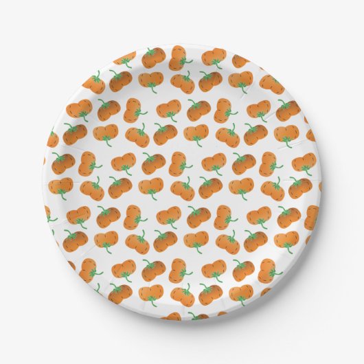Najaar Herfst Pumpkins Pattern Sinaasappel Papieren Bordje (Voorkant)