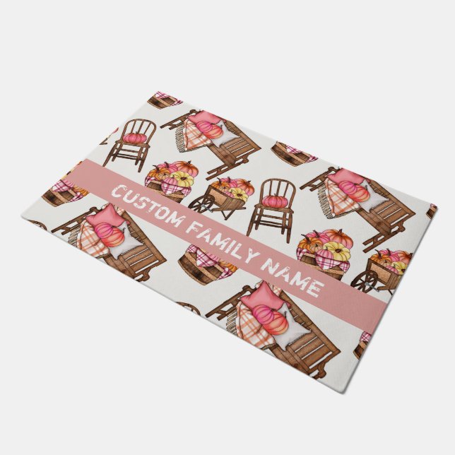 Najaar Herfst roze pompoen klep Deurmat (Schuin)