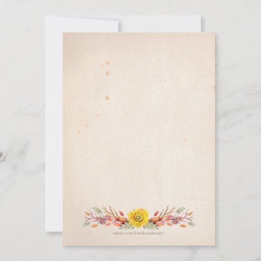 Najaar/Herfst Rustic Floral Baby shower Kaart (Achterkant)