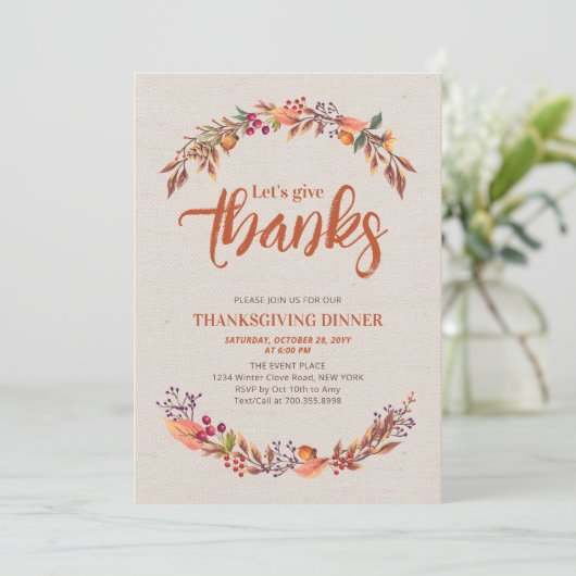 Najaar/Herfst Rustische Bedankt met uitnodiging vo (Staand voorkant)