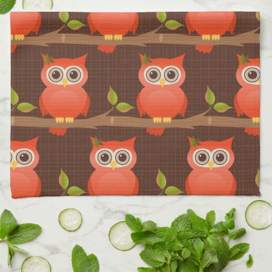 Najaar/Herfst Thanksgiving Owl Theedoek (Gevouwen)