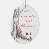 Najaar Herfst Tree Initia Aangepersonaliseerde naa Keramisch Ornament (Rechts)
