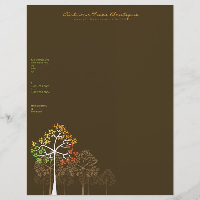 Najaar / Herfst Trees Sjabloon Business Letterhead Persoonlijk Briefhoofd (Voorkant)