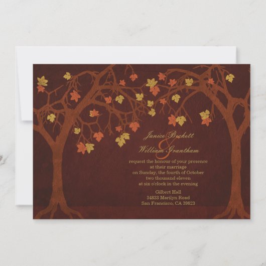 Najaar / Herfst Trees Wedding Uitnodiging (Voorkant)
