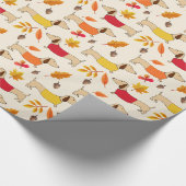 Najaar Herfst verdampingspapier voor de Dachshund Cadeaupapier (Hoek)