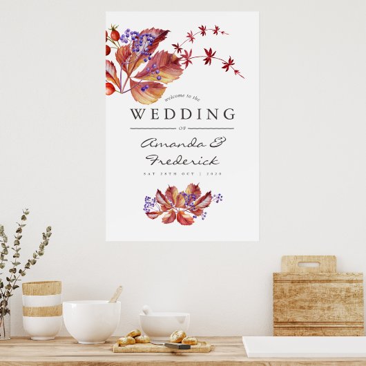 Najaar - Herfst Waterverf bruiloft Welkomstwoord Poster (Keuken)