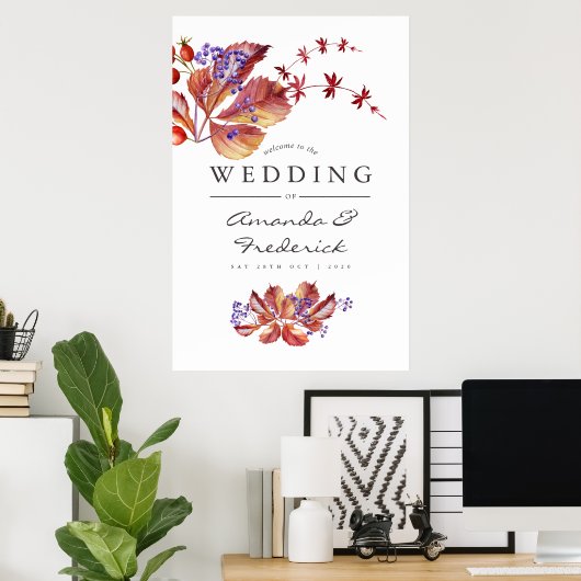 Najaar - Herfst Waterverf bruiloft Welkomstwoord Poster (Thuiskantoor)