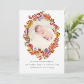 Najaar - Herfst Waterverf laat geboorte bekendmaki Aankondiging (Staand voorkant)