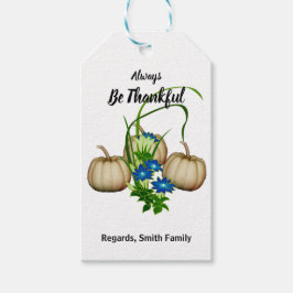 Najaar Herfst Waterverf Witte pompoen Thanksgiving Cadeaulabel