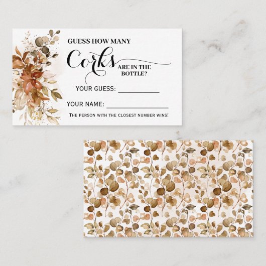 Najaar hoeveel Corks Herfst Vrijgezellenfeest Game Plaatskaartje (Voorkant / Achterkant)