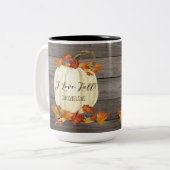 Najaar I houdt van Herfst White Pumpkin Waterverf  Tweekleurige Koffiemok (Voorkant links)