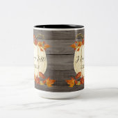 Najaar I houdt van Herfst White Pumpkin Waterverf  Tweekleurige Koffiemok (Center)