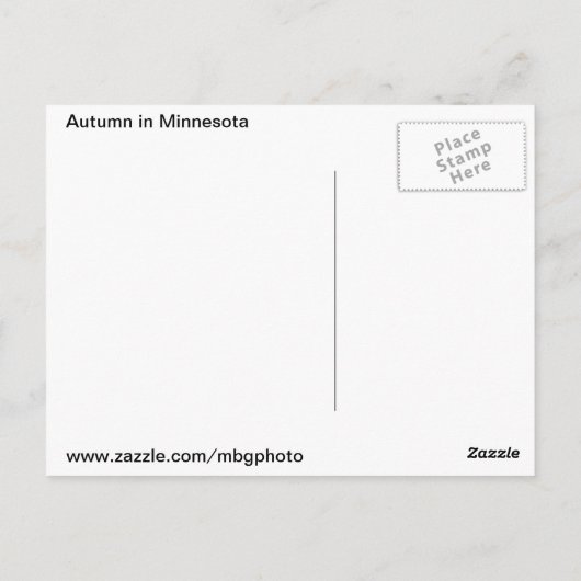 Najaar in Minnesota Briefkaart (Achterkant)