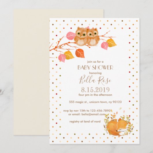 Najaar is Polka Dot Baby Shower Invitations Kaart (Voorkant / Achterkant)