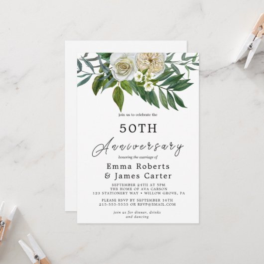 Najaar Jubileum Grieks 50ste bruiloft Kaart (Voorkant / Achterkant in situ)