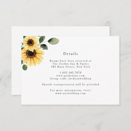 Najaar Kaart met details over zonnebloempjes (Voorkant / Achterkant)