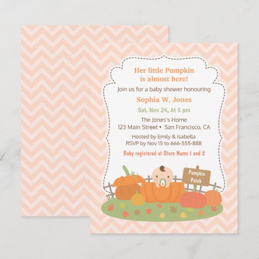 Najaar kleine pompoen babyschoenen kaart (Voorkant / Achterkant)