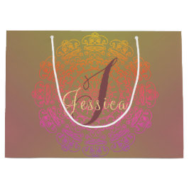 Najaar kleur Mandala Monogram Gift Bag Groot Cadeauzakje