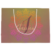 Najaar kleur Mandala Monogram Gift Bag Groot Cadeauzakje (Achterkant)