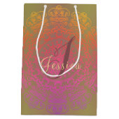 Najaar kleur Mandala Monogram Gift Bag Medium Cadeauzakje (Achterkant)