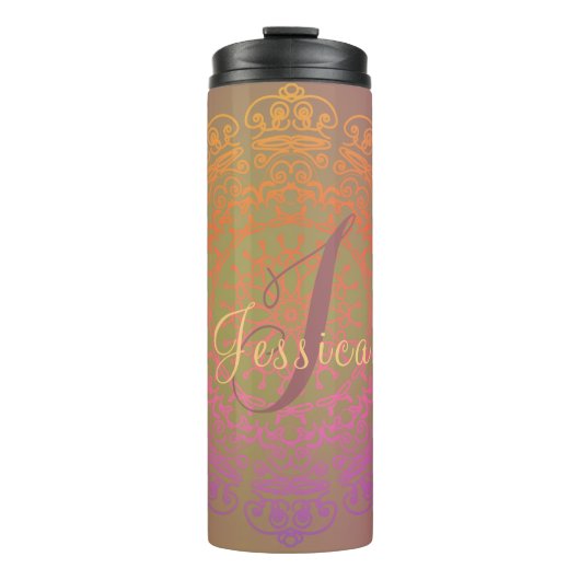 Najaar kleur Mandala Monogram Thermosbeker (Voorkant)