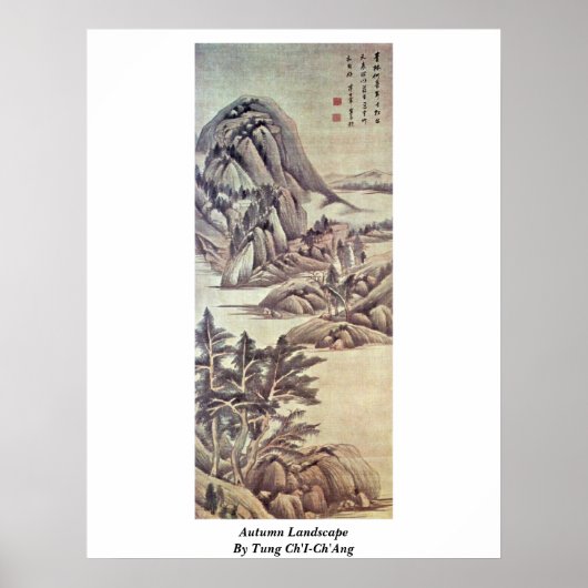 Najaar landschap door Tung Ch'i-Ch'Ang Poster (Voorkant)