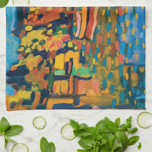 Najaar landschap met Boats door Wassily Kandinsky. Theedoek (Gevouwen)