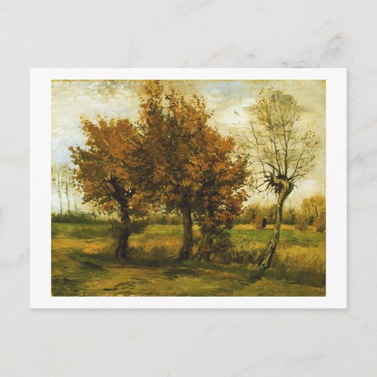 Najaar landschap Vier bomen van Gogh Fine Art Briefkaart (Voorkant)