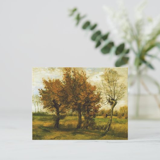 Najaar landschap Vier bomen van Gogh Fine Art Briefkaart (Staand voorkant)