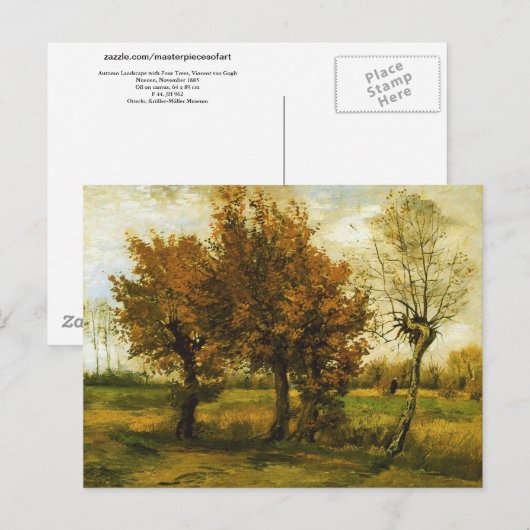 Najaar landschap Vier bomen van Gogh Fine Art Briefkaart (Voorkant / Achterkant)