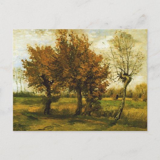 Najaar landschap Vier bomen van Gogh Fine Art Briefkaart (Voorkant)