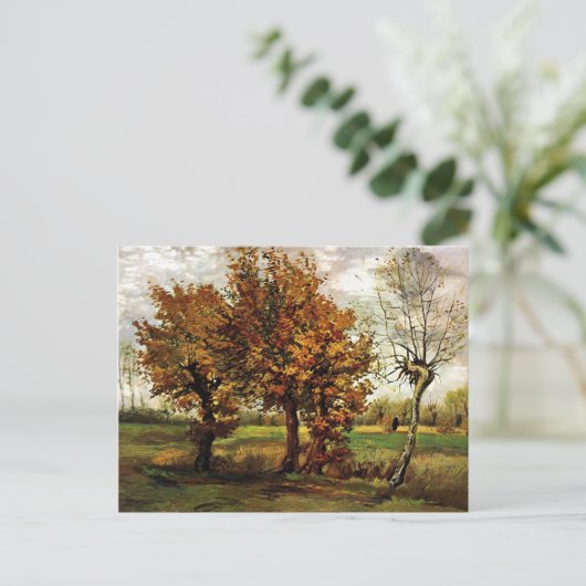 Najaar landschap Vier bomen van Gogh Fine Art Briefkaart (Staand voorkant)