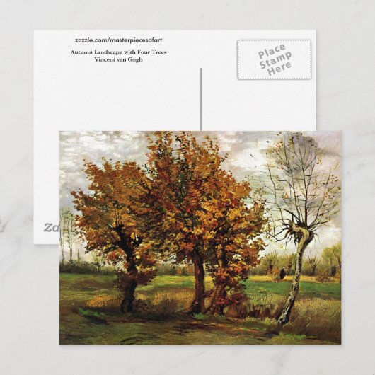 Najaar landschap Vier bomen van Gogh Fine Art Briefkaart (Voorkant / Achterkant)