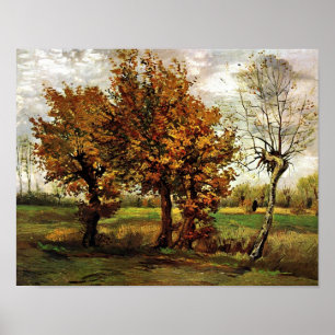 Najaar landschap Vier bomen van Gogh Fine Art Poster
