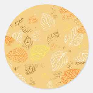 Najaar, Leaves Pattern 4 Ronde Sticker