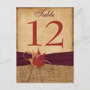 Najaar leest FAUX Burlap Table Number Card - Wine Briefkaart
