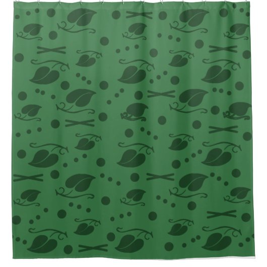 Najaar leest Pattern Dark Green Douchegordijn (Voorkant)