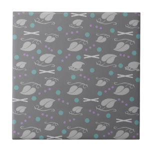 Najaar leest Pattern Grey Colorful Tegeltje