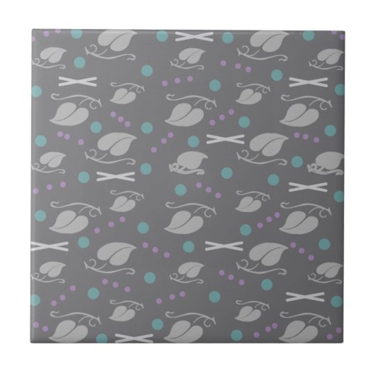 Najaar leest Pattern Grey Colorful Tegeltje (Voorkant)