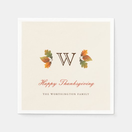 Najaar leest Thanksgiving Monogram Servetten (Voorkant)
