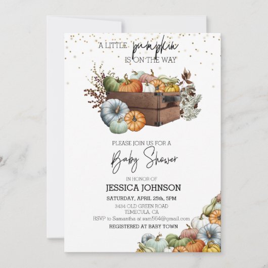 Najaar Little Pumpkin Waterverf Baby shower Kaart (Voorkant)