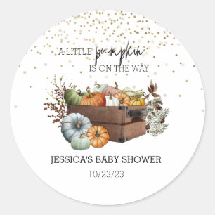 Najaar Little Pumpkin Waterverf Baby shower Ronde Sticker
