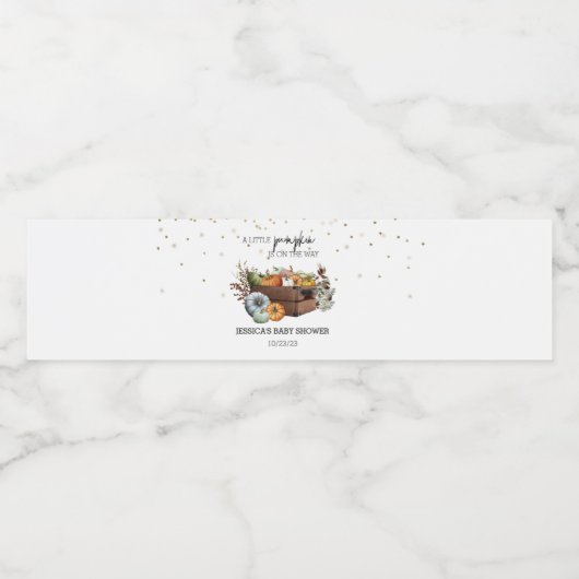 Najaar Little Pumpkin Waterverf Baby shower Waterfles Etiket (Enkel label)