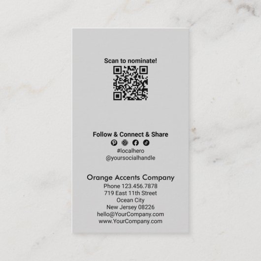 Najaar lokale held nominatie Dank u Visitekaartje (Achterkant)