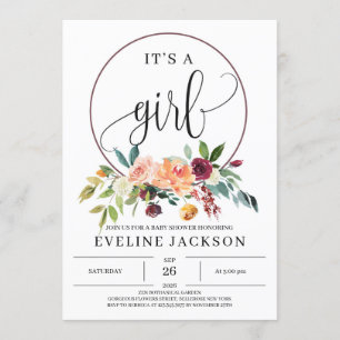 Najaar Marigold Oranje Baby shower met floreel  Kaart