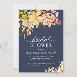 Najaar marineblauw botanisch Vrijgezellenfeest Kaart