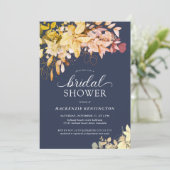 Najaar marineblauw botanisch Vrijgezellenfeest Kaart (Staand voorkant)